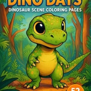 Dino Days – 52 Dinosaur Scene Coloring Pages