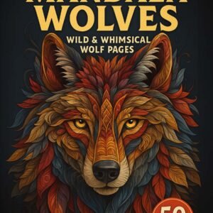 Mandala Wolves – 50 Wild & Whimsical Wolf Pages
