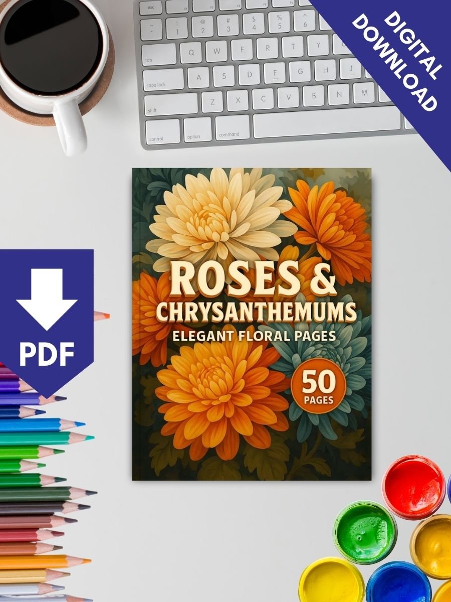 Roses & Chrysanthemums – 50 Elegant Floral Pages - Image 2