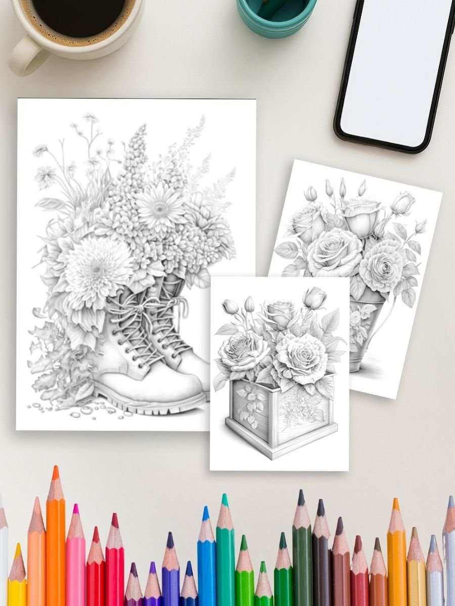 Roses & Chrysanthemums – 50 Elegant Floral Pages - Image 4